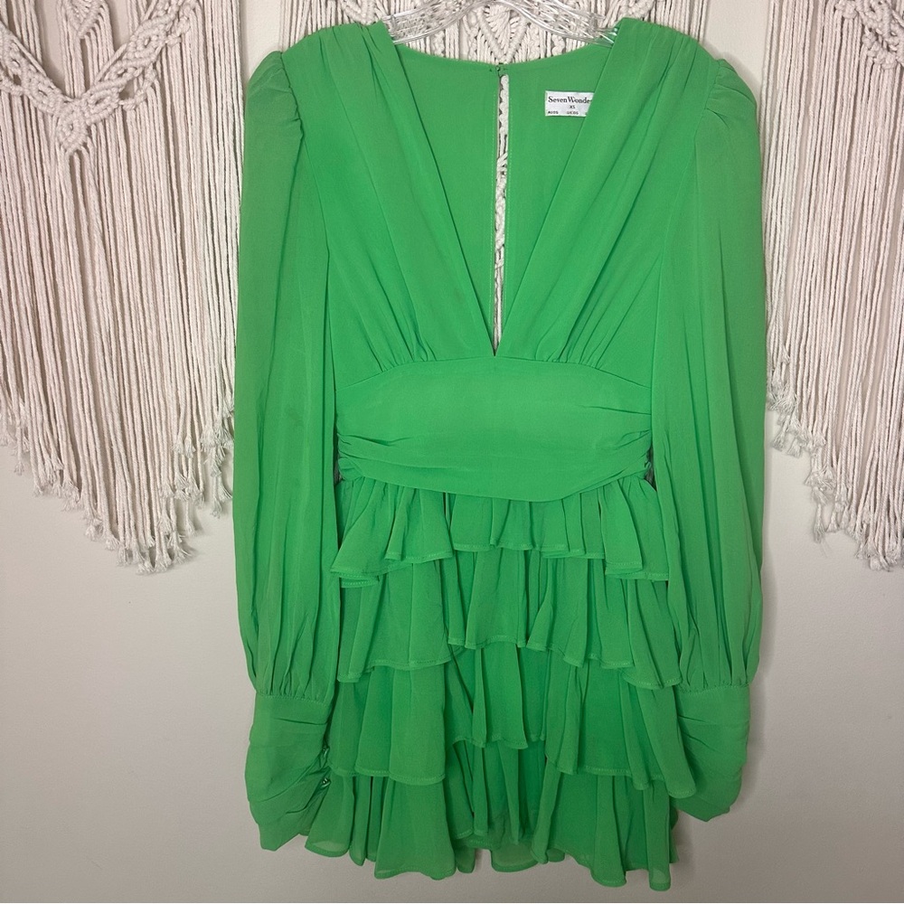 Green Ruffled Mini Dress